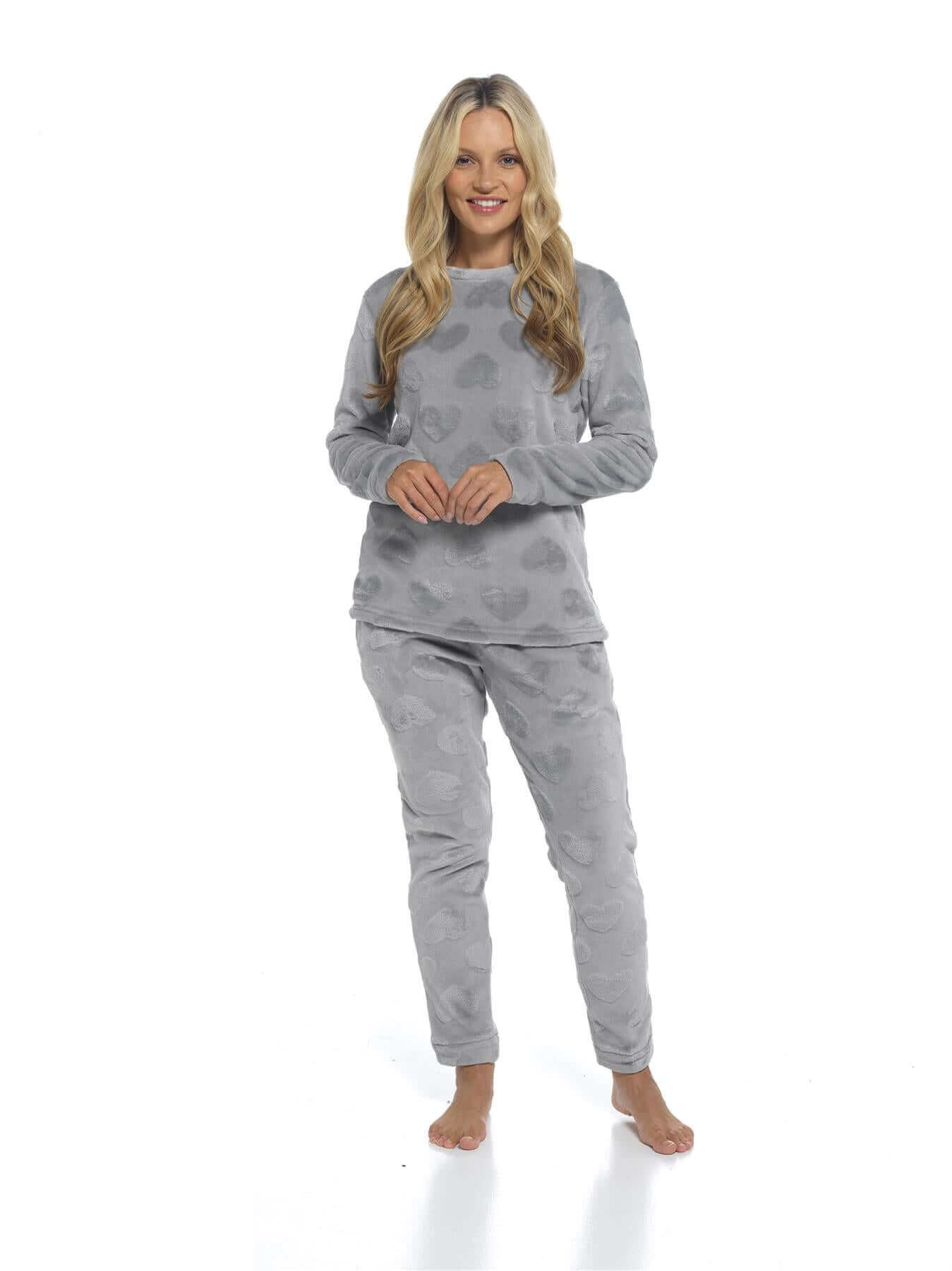 Women's Super Soft Heart Fleece Pyjamas Set Cozy Plush Loungewear Top and Pants Warm Teddy Fleece PJs for Lounging and Sleeping by Daisy Dreamer Pyjamas