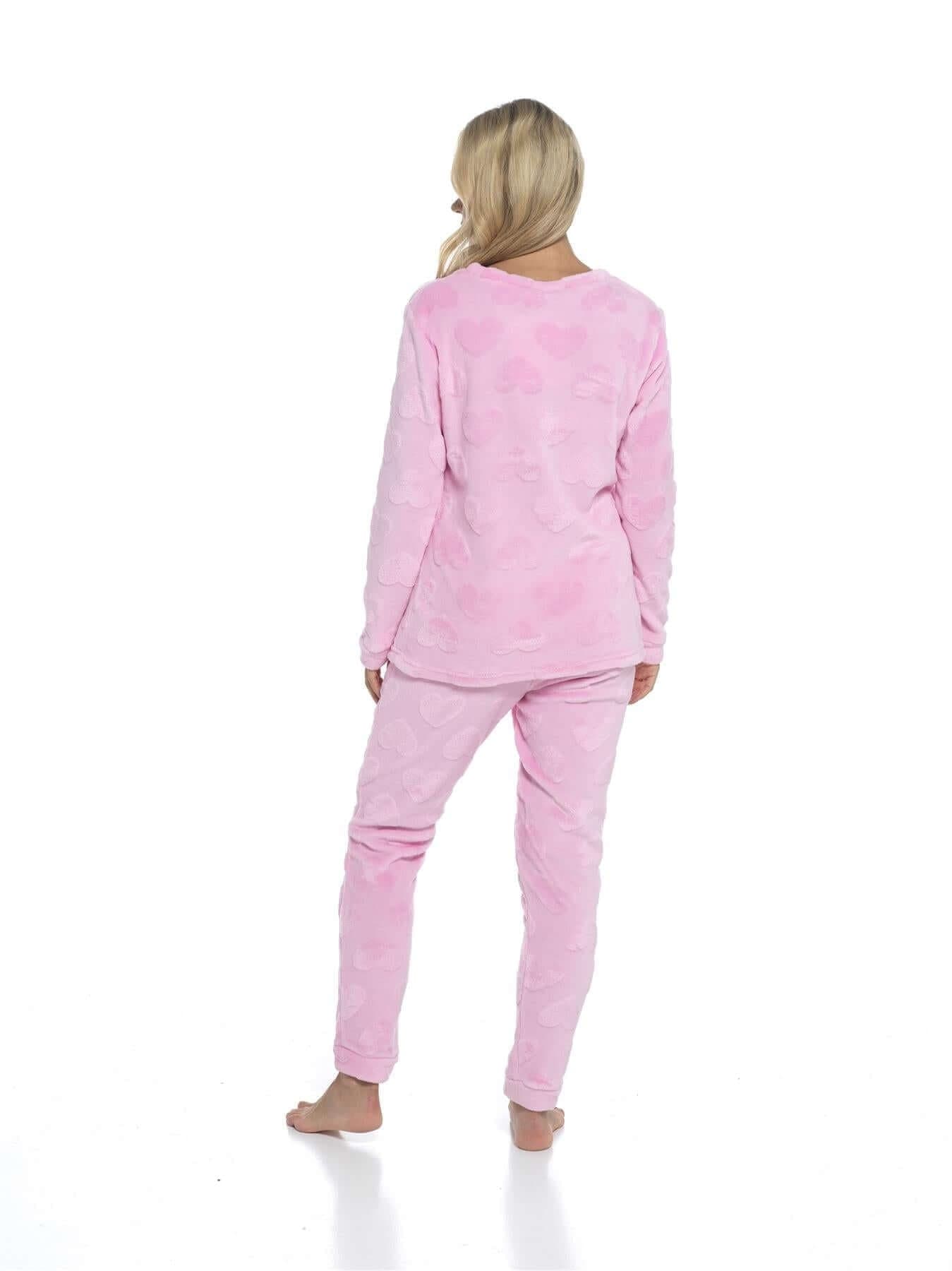 Women's Super Soft Heart Fleece Pyjamas Set Cozy Plush Loungewear Top and Pants Warm Teddy Fleece PJs for Lounging and Sleeping by Daisy Dreamer Pyjamas