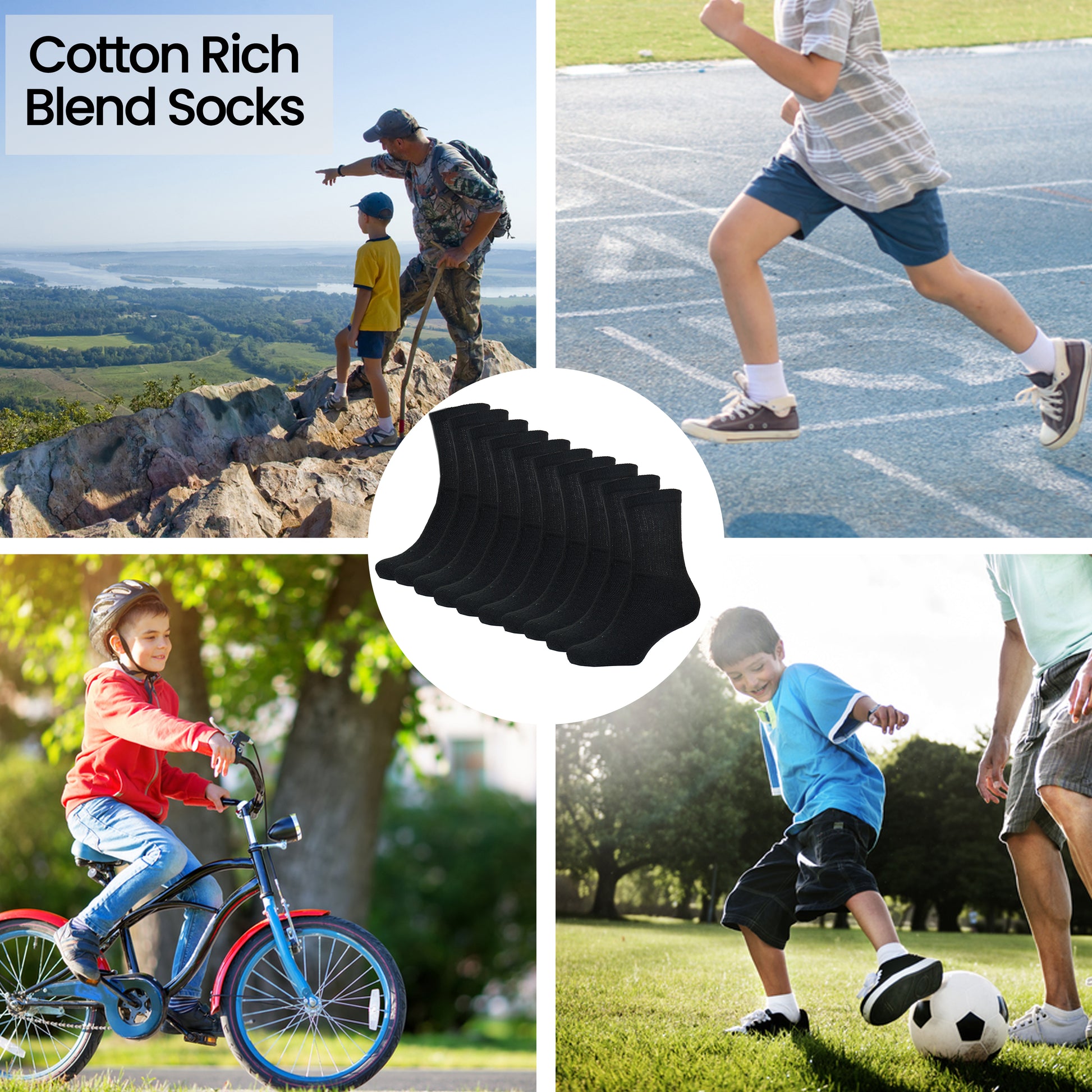 10 Pairs Kids Athletic Sport Socks Cushioned Breathable Durable for Running Hiking Football Boys Girls Anti-Blister Moisture-Wicking by Sock Stack. Buy now for £8.00.