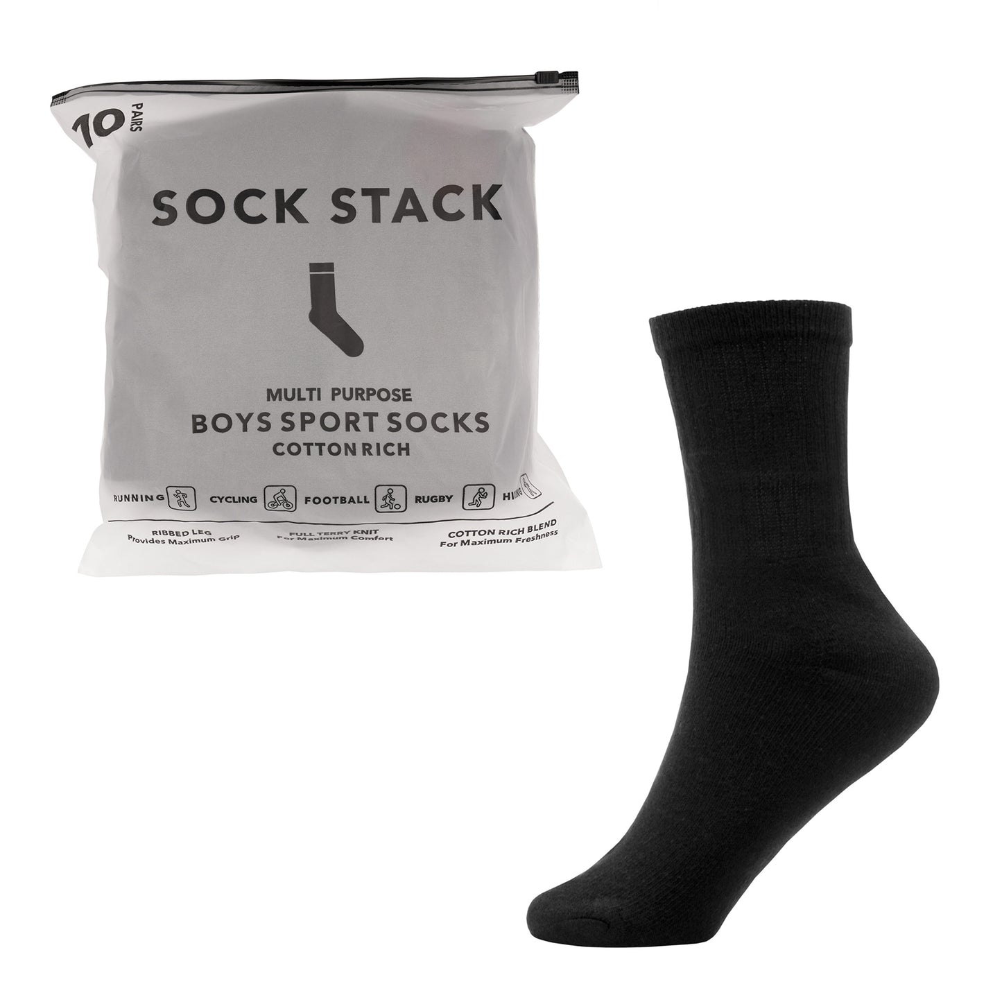 10 Pairs Kids Athletic Sport Socks Cushioned Breathable Durable for Running Hiking Football Boys Girls Anti-Blister Moisture-Wicking by Sock Stack. Buy now for £8.00.