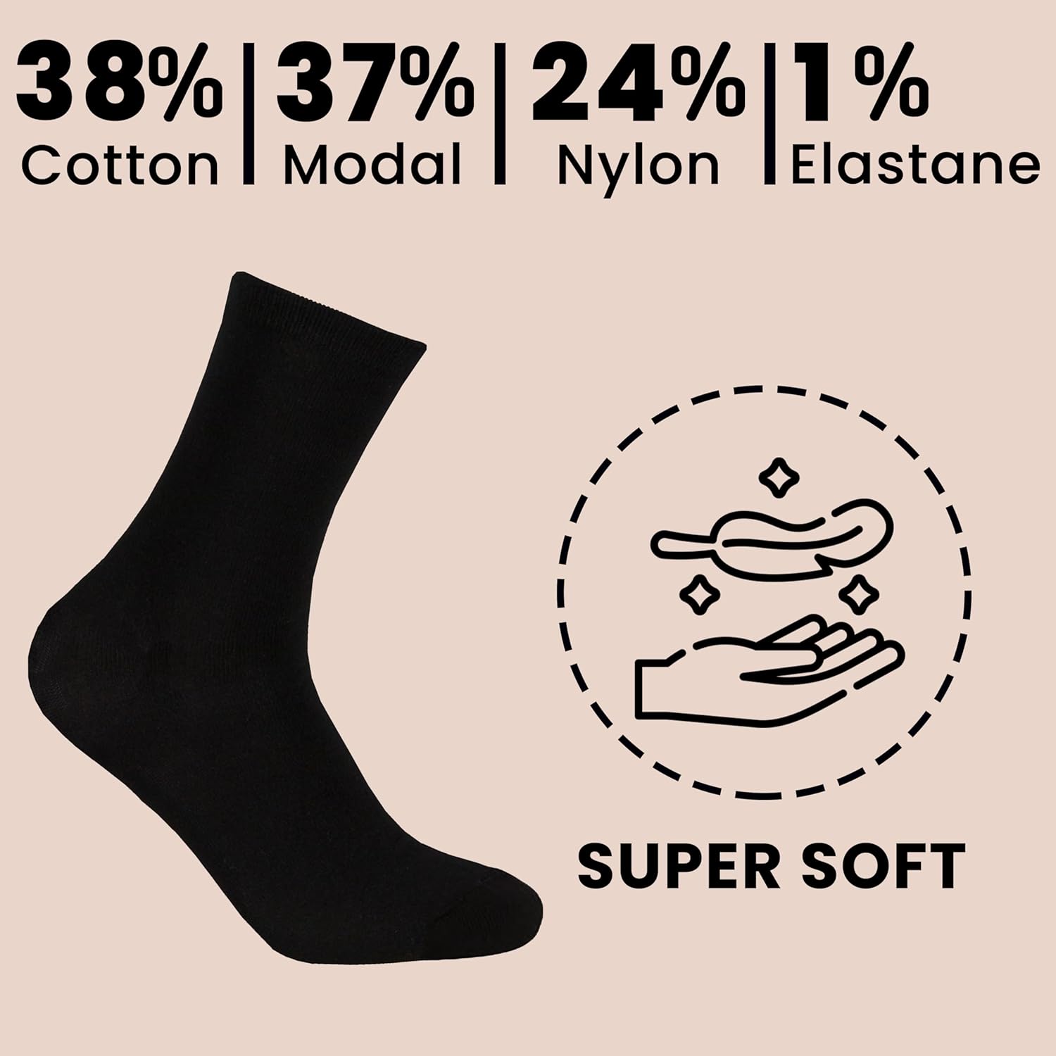 10 Pairs Women's Black Ankle Socks Breathable Super Soft Modal Cotton for Everyday Wear Size 4-8 Moisture-Wicking Durable by Sock Stack. Buy now for £8.00.