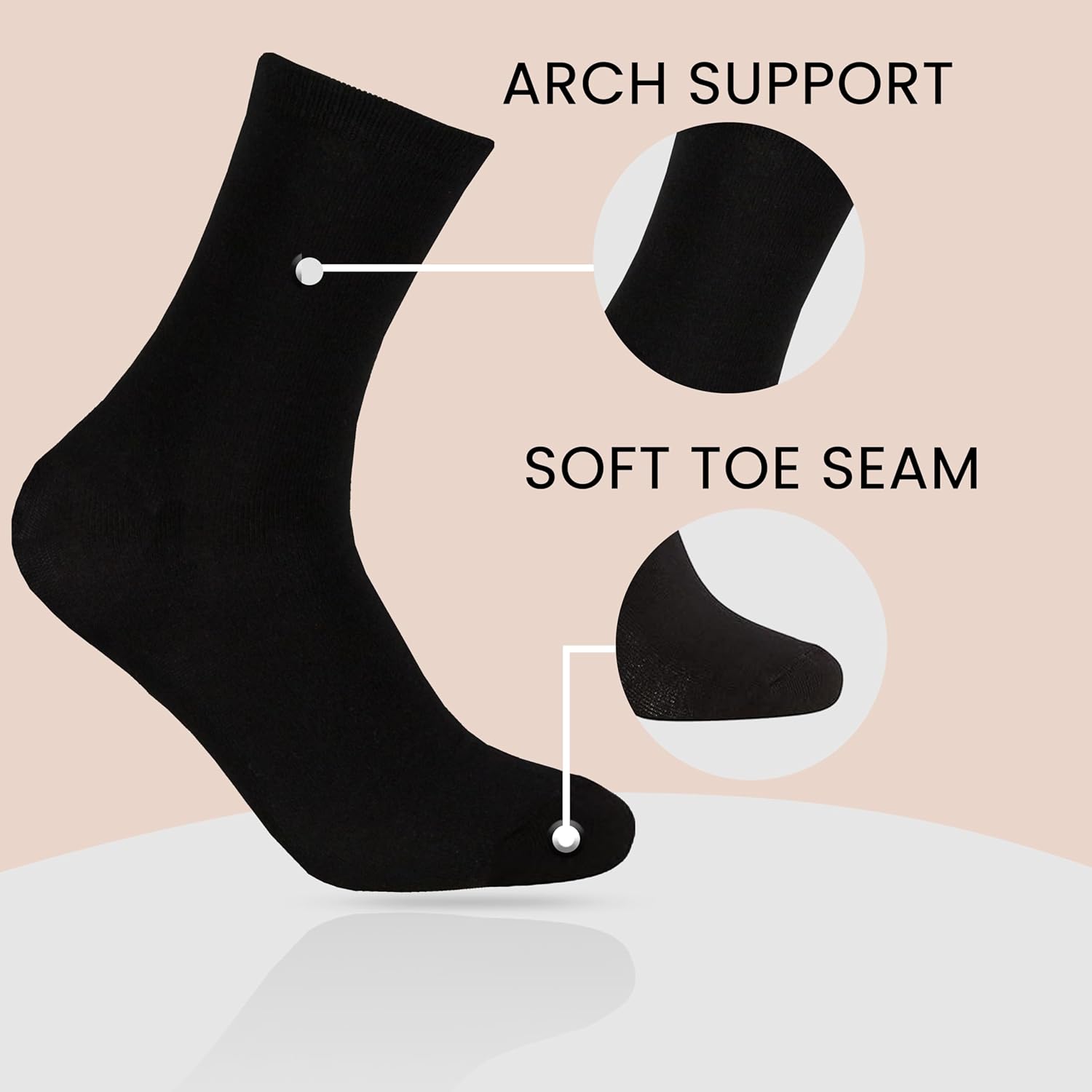 10 Pairs Women's Black Ankle Socks Breathable Super Soft Modal Cotton for Everyday Wear Size 4-8 Moisture-Wicking Durable by Sock Stack. Buy now for £8.00.