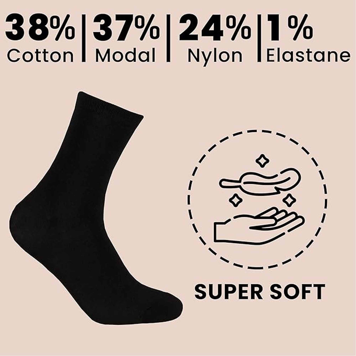 10 Pairs Women's Black Ankle Socks Breathable Super Soft Modal Cotton for Everyday Wear Size 4-8 Moisture-Wicking Durable by Sock Stack UK SIZE | 4-8 / BLACK Socks