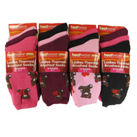 12 Pack Womens Thermal Winter Socks Extra Warm for Cold Weather High Insulation with 2.3 Tog Rating Perfect for Work Boots and Outdoor Activities by Heatwave Thermalwear BEARS / 4-7 Socks