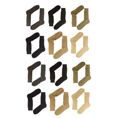 12 Pairs Men's Seamless Toe 100% Cotton Dress Socks Ribbed Moisture-Wicking Antibacterial Breathable Assorted Colours for Formal and Casual Wear by Sock Stack ASSORTED / 6-11 Socks