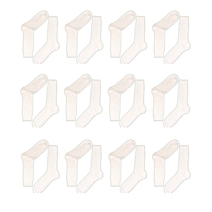 12 Pairs Men's Seamless Toe 100% Cotton Dress Socks Ribbed Moisture-Wicking Antibacterial Breathable Assorted Colours for Formal and Casual Wear by Sock Stack WHITE / 6-11 Socks