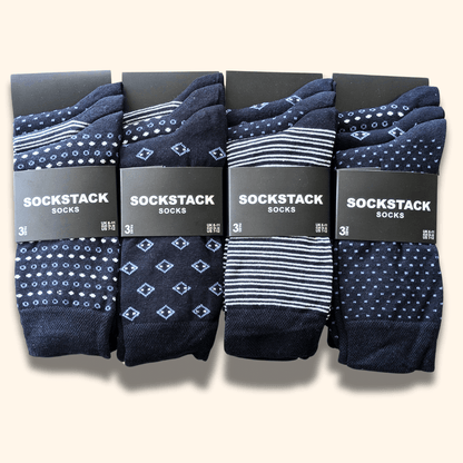 12 Pairs Men's Soft Cotton Colourful Heel Toe Black Argyle Diamond Easycare Comfortable Shoe Socks Flat Toe Seam Durable Work School Business Wear UK 6-11 by Sock Stack Socks