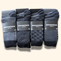 12 Pairs Men's Soft Cotton Colourful Heel Toe Black Argyle Diamond Easycare Comfortable Shoe Socks Flat Toe Seam Durable Work School Business Wear UK 6-11 by Sock Stack Socks