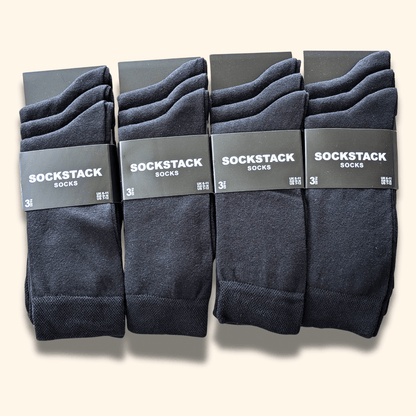 12 Pairs Men's Soft Cotton Colourful Heel Toe Black Argyle Diamond Easycare Comfortable Shoe Socks Flat Toe Seam Durable Work School Business Wear UK 6-11 by Sock Stack Socks