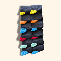 12 Pairs Men's Soft Cotton Colourful Heel Toe Black Argyle Diamond Easycare Comfortable Shoe Socks Flat Toe Seam Durable Work School Business Wear UK 6-11 by Sock Stack Socks