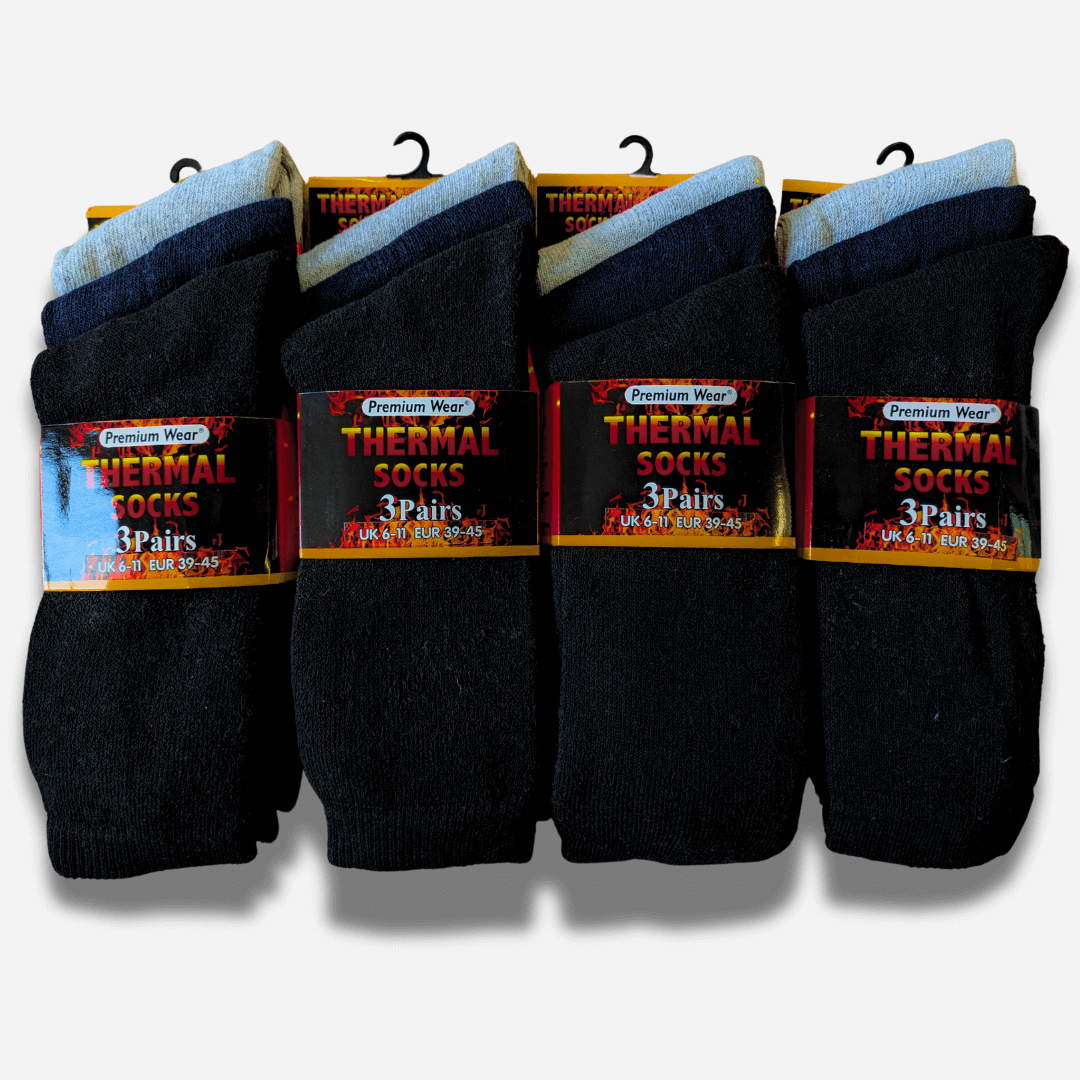 12 Pairs Mens Black Thermal Socks Warm Work Boot Socks Superior