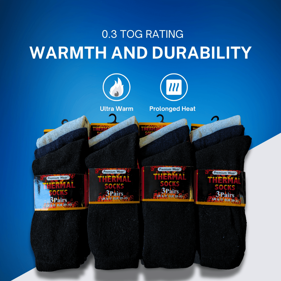 12 Pairs Mens Black Thermal Socks Warm Work Boot Socks Superior Insulation Cold Weather Double Brushed Advanced Knitting Technology Extra Warmth by Heatwave Thermalwear Socks