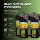 12 Pairs Mens Heavy Duty Bamboo Work Socks Moisture Wicking Cushioned Reinforced Heel Toe for Construction and Outdoor Work UK Sizes 6-11 Sock Stack Socks