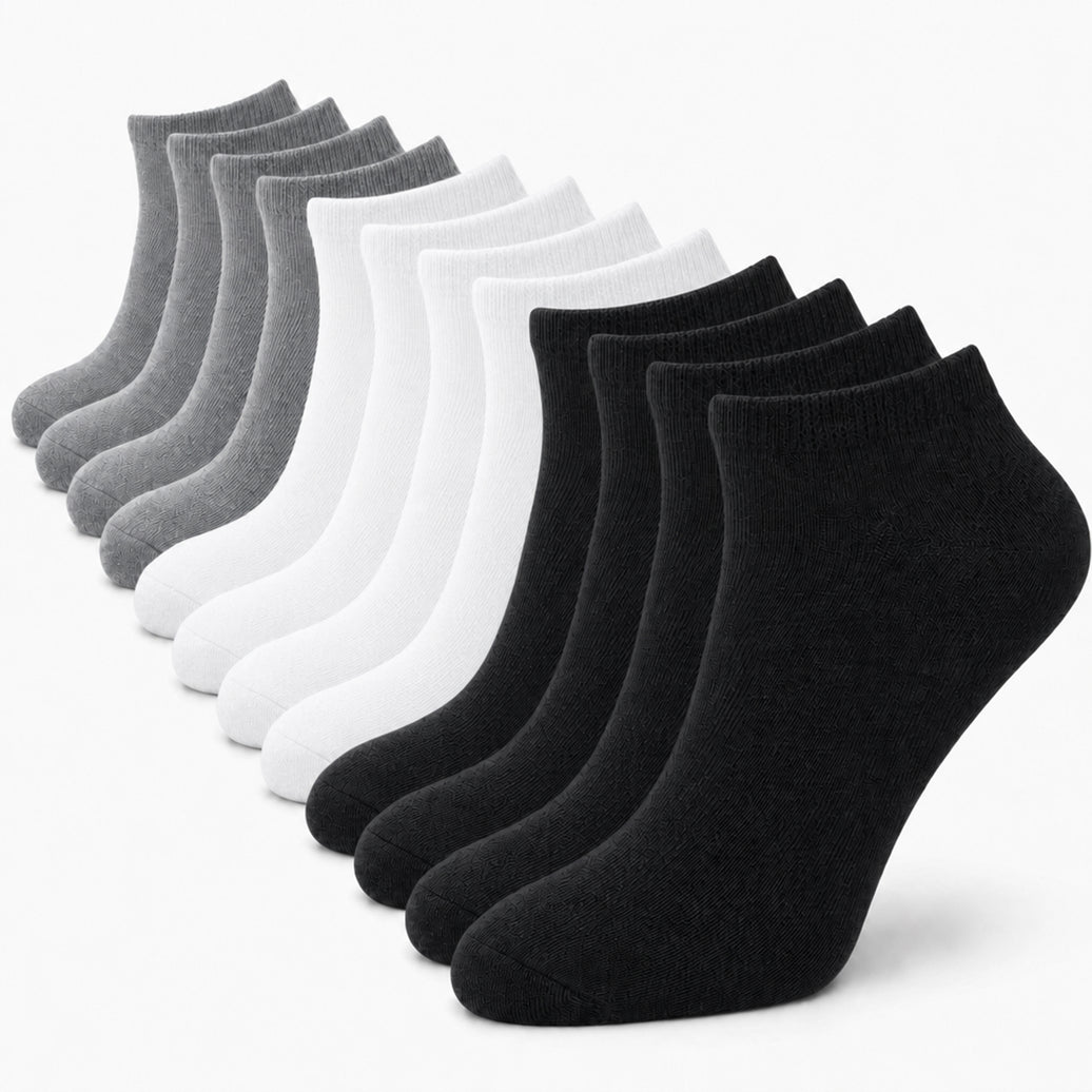 Sock Stack Womens Trainer Socks 6 or 12 Pairs Cotton Rich Ankle Socks