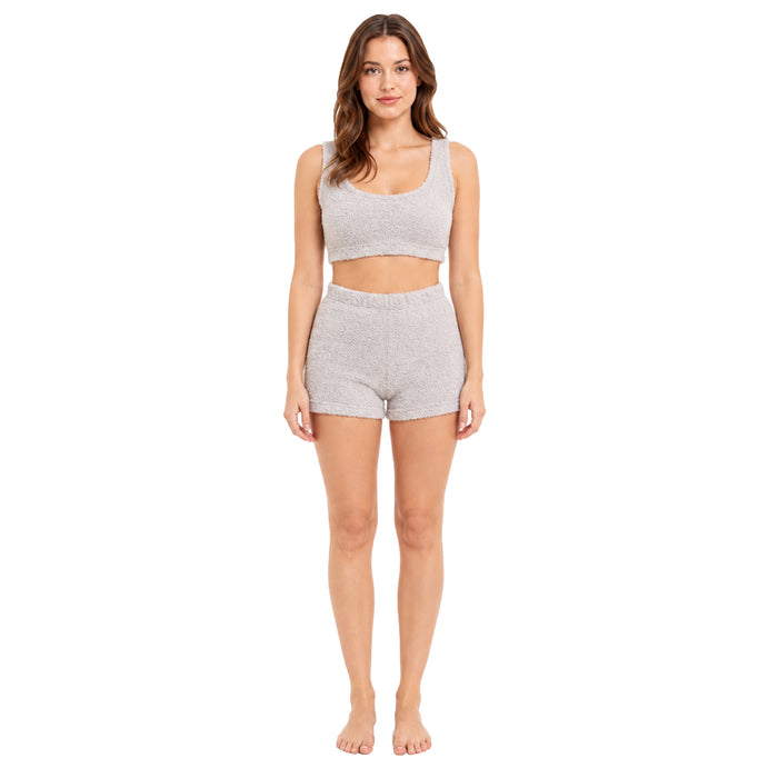 Daisy Dreamer Dames Teddy Fleece Crop Top en Shorts Pyjama Loungewear Set Ultra Zacht