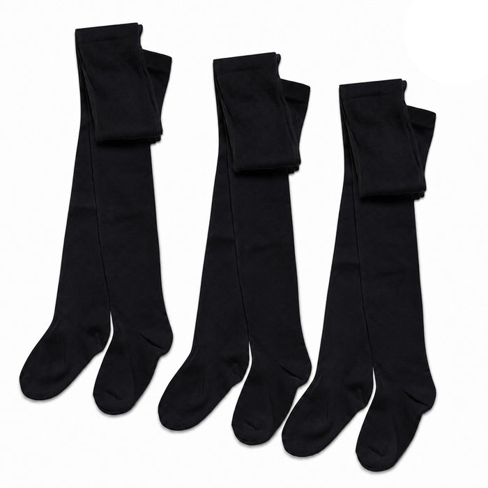 Sock Stack Girls Cotton Lycra Tights 3 Pairs Cotton Rich Back To School Uniform Reinforced Heel Toe Multipack Value