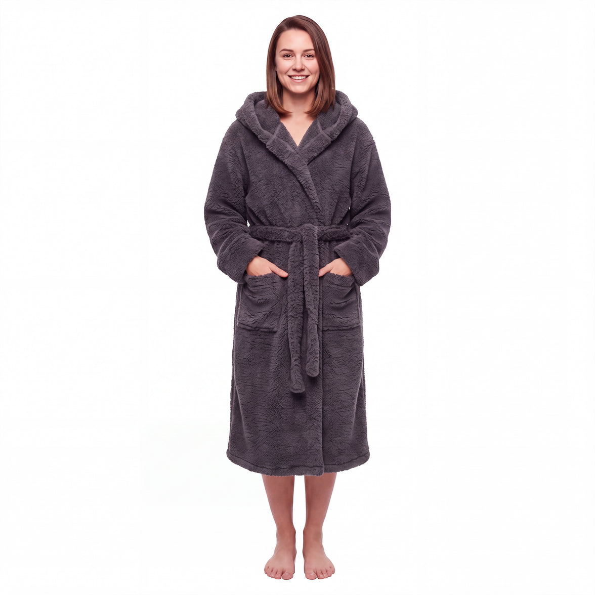 Daisy Dreamer Women's Hooded Fleece Dressing Gown Super Soft Warm Cosy Bathrobe One Size UK Ladies Robe
