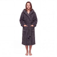 Daisy Dreamer Women's Hooded Fleece Dressing Gown Super Soft Warm Cosy Bathrobe One Size UK Ladies Robe