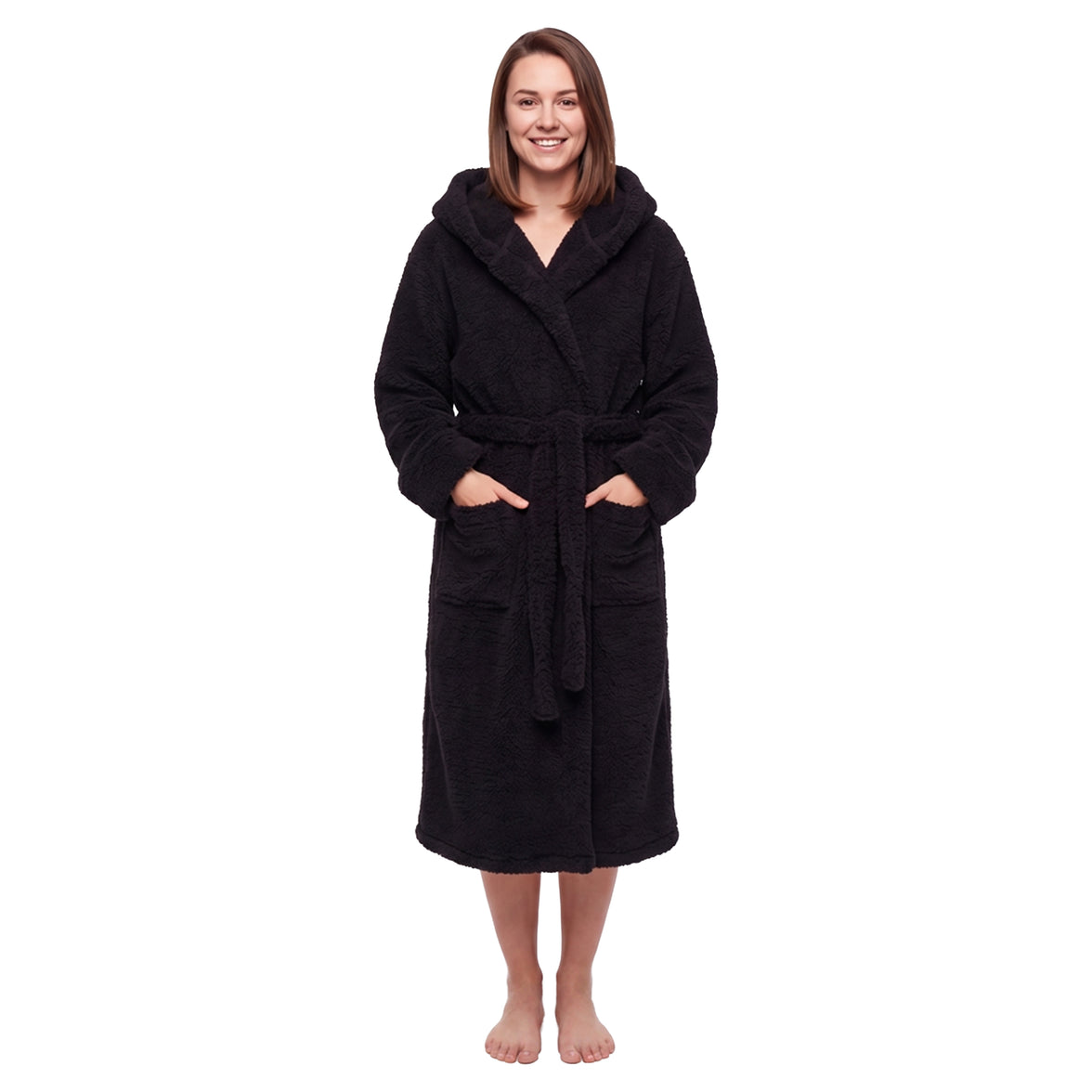 Daisy Dreamer Women's Hooded Fleece Dressing Gown Super Soft Warm Cosy Bathrobe One Size UK Ladies Robe