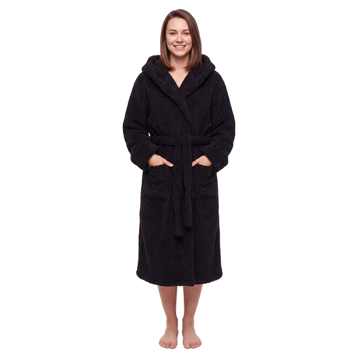 Daisy Dreamer Women's Hooded Fleece Dressing Gown Super Soft Warm Cosy Bathrobe One Size UK Ladies Robe