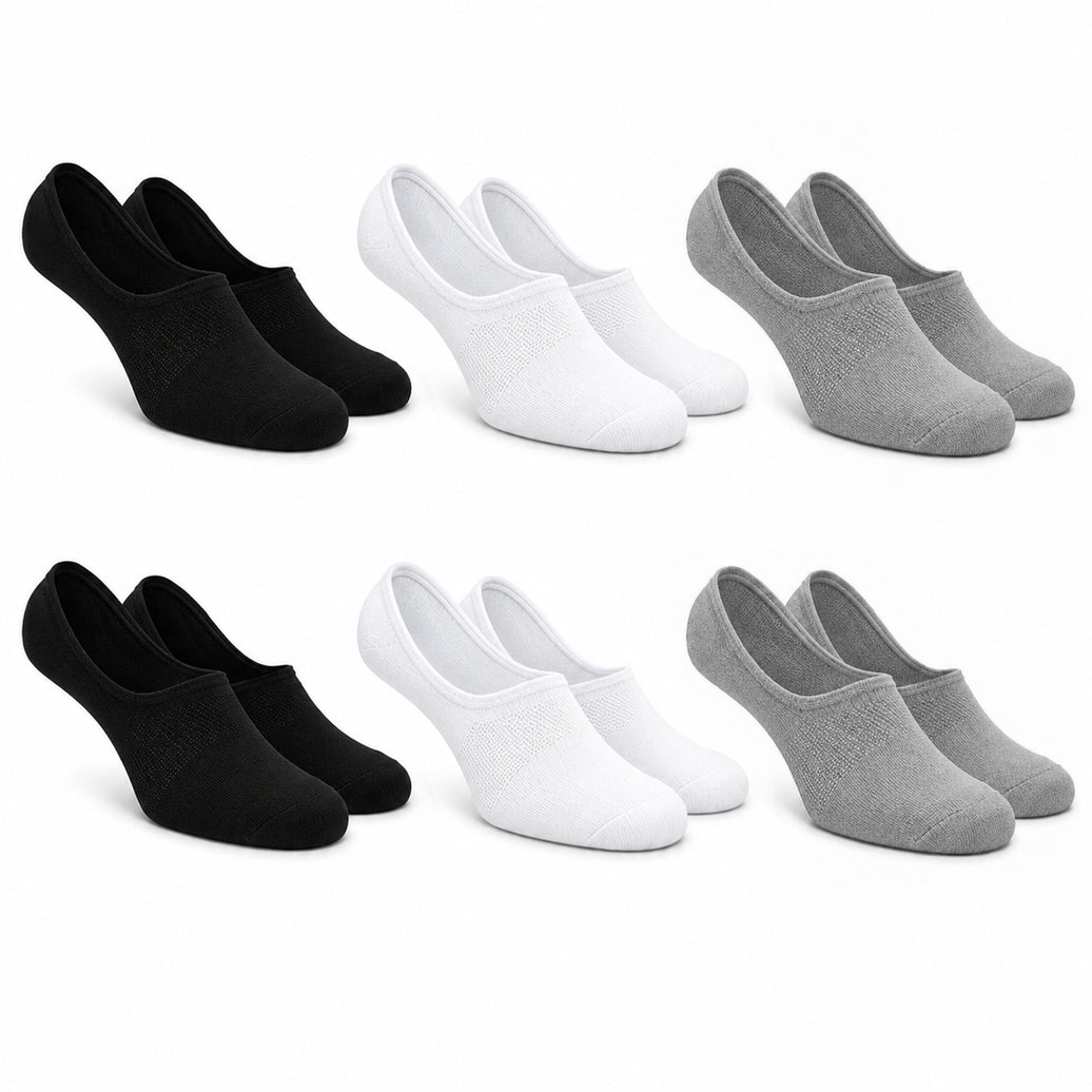 Sock Stack Men's No Show Trainer Socks 6 Pairs Low Cut Non-Slip Heel Grip UK 6-11