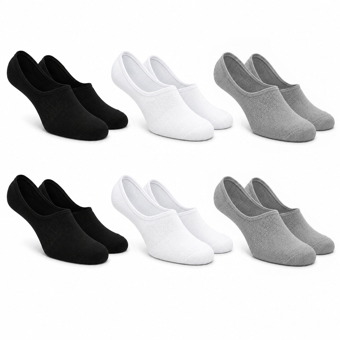 Sock Stack Men's No Show Trainer Socks 6 Pairs Low Cut Non-Slip Heel Grip UK 6-11