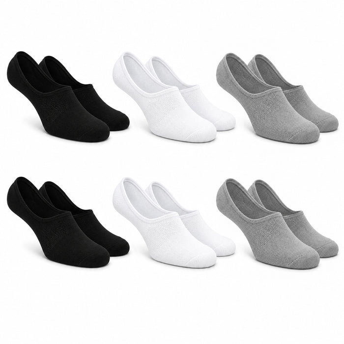 Sock Stack Men's No Show Trainer Socks 6 Pairs Low Cut Non-Slip Heel Grip UK 6-11