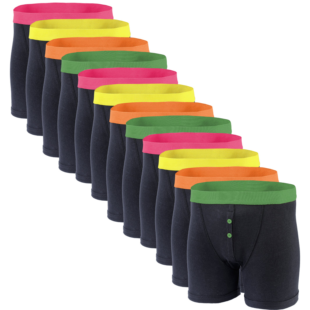 Sock Stack boxershorts 12-pack zwart katoenmix ademend comfortabel rekbaar met knoop