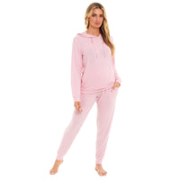 Daisy Dreamer Hooded Pyjama Set Womens Pink Grey Long Sleeve Hoodie and Pants Luxurious