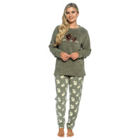 Conjunto de pijama de jersey de algodón con estampado de vaca Highland para mujer Daisy Dreamer, manga larga, ropa cómoda