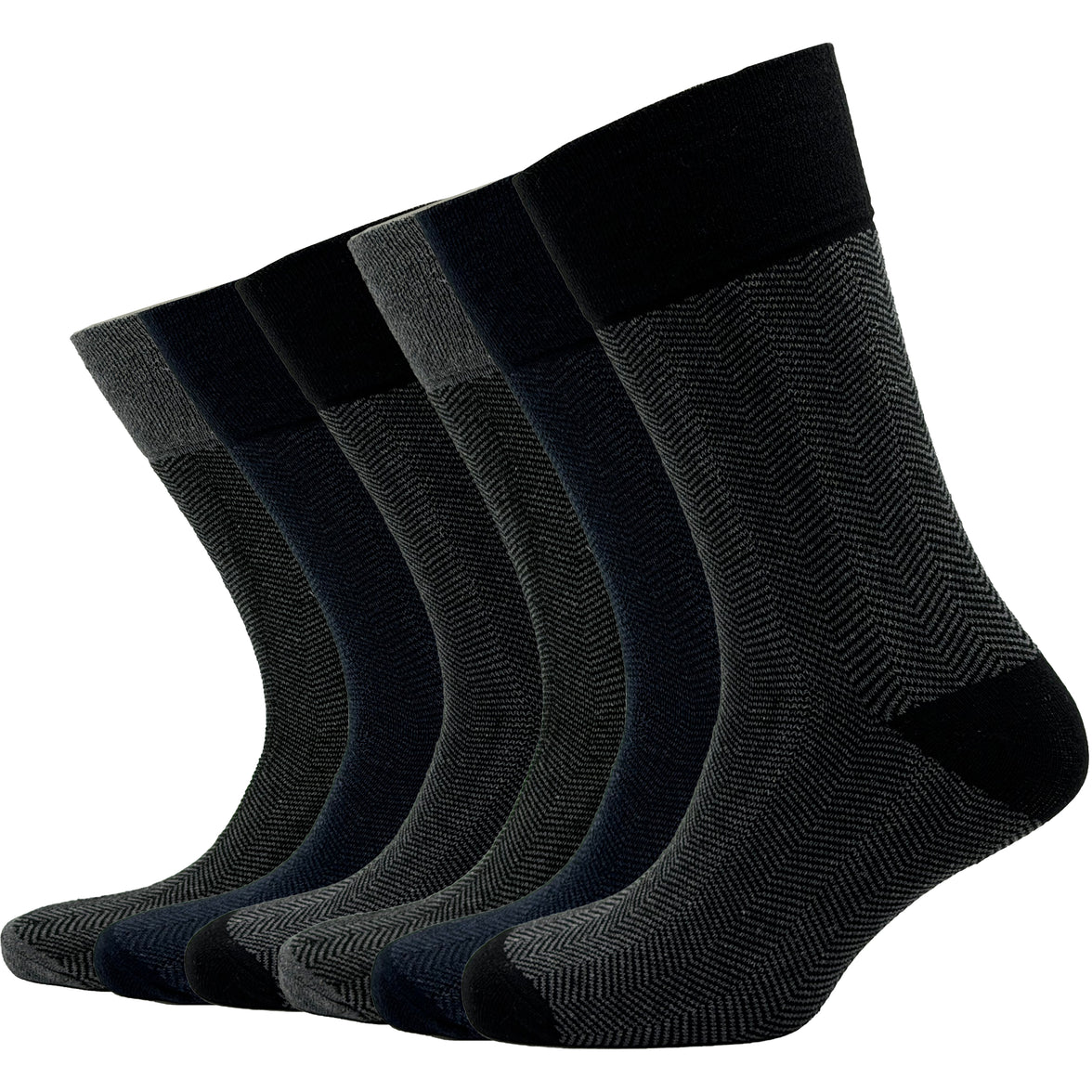 Sock Stack メンズ用糖尿病対応ノンエラスティック・ゆったりフィットソックス シェブロン柄 6足セット サイズ6～11 綿素材 快適なカフス 通気性 毎日使い