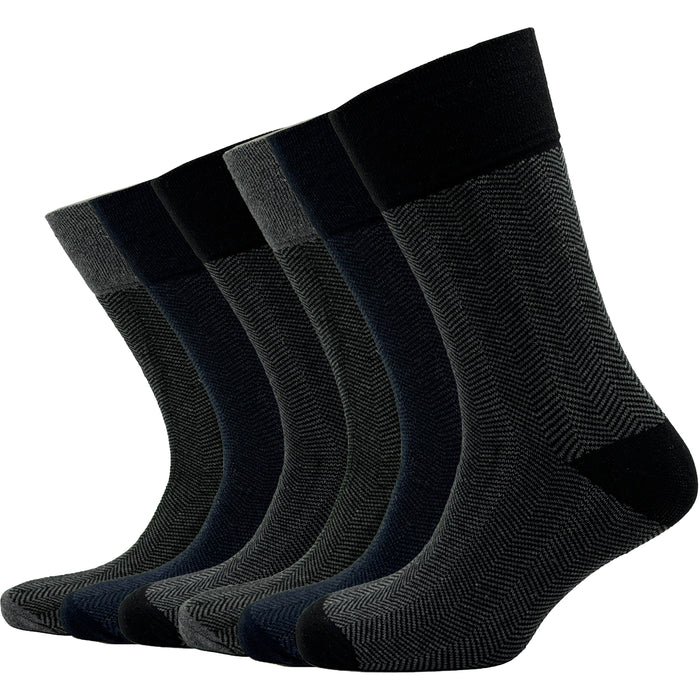 Sock Stack メンズ用糖尿病対応ノンエラスティック・ゆったりフィットソックス シェブロン柄 6足セット サイズ6～11 綿素材 快適なカフス 通気性 毎日使い