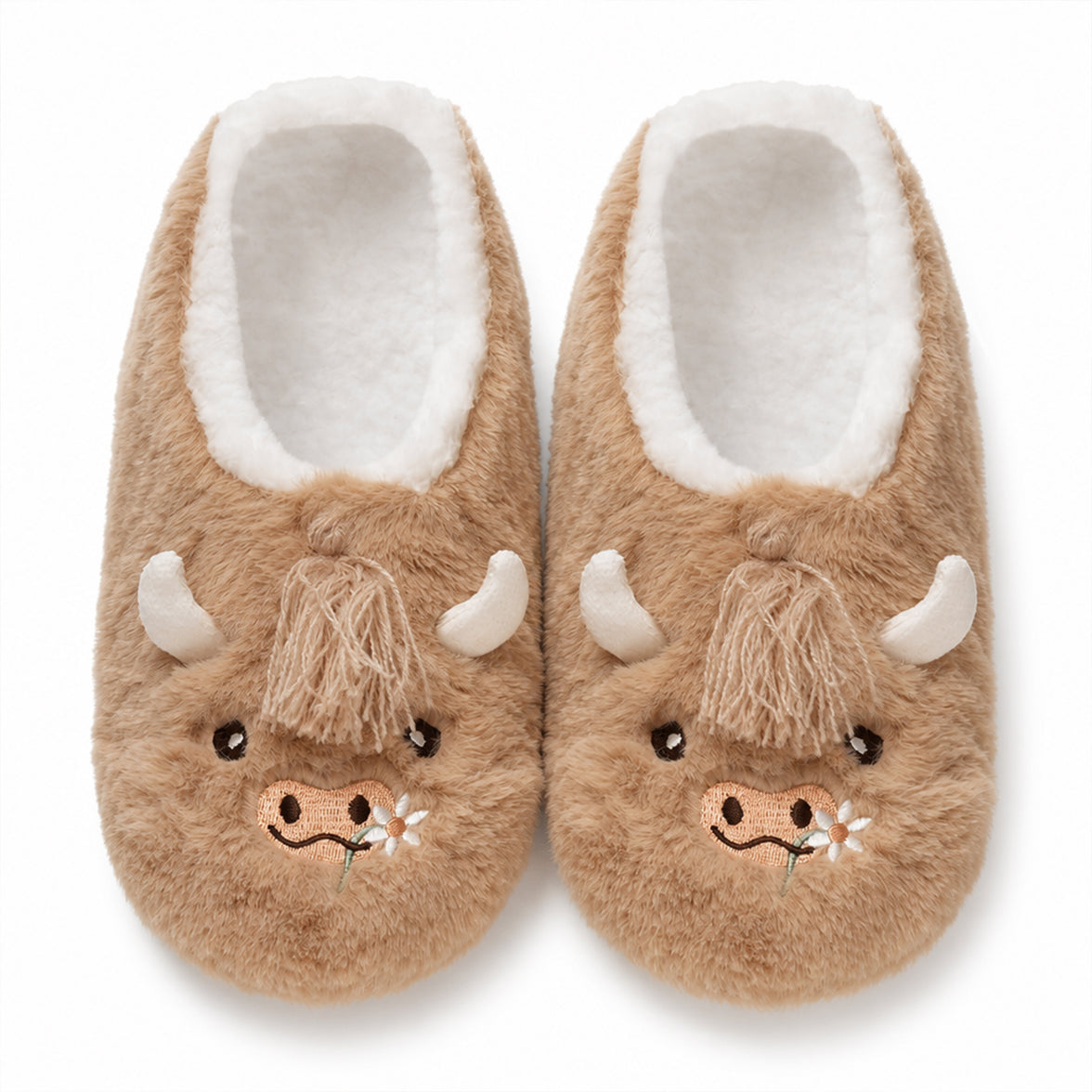Sock Stack Women's Highland Cow Slipper Socks Fluffy Warm Fleece Non Slip Cosy Indoor Socks UK 3-8