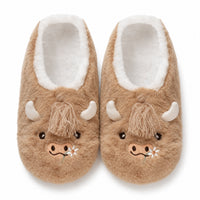 Sock Stack Women's Highland Cow Slipper Socks Fluffy Warm Fleece Non Slip Cosy Indoor Socks UK 3-8