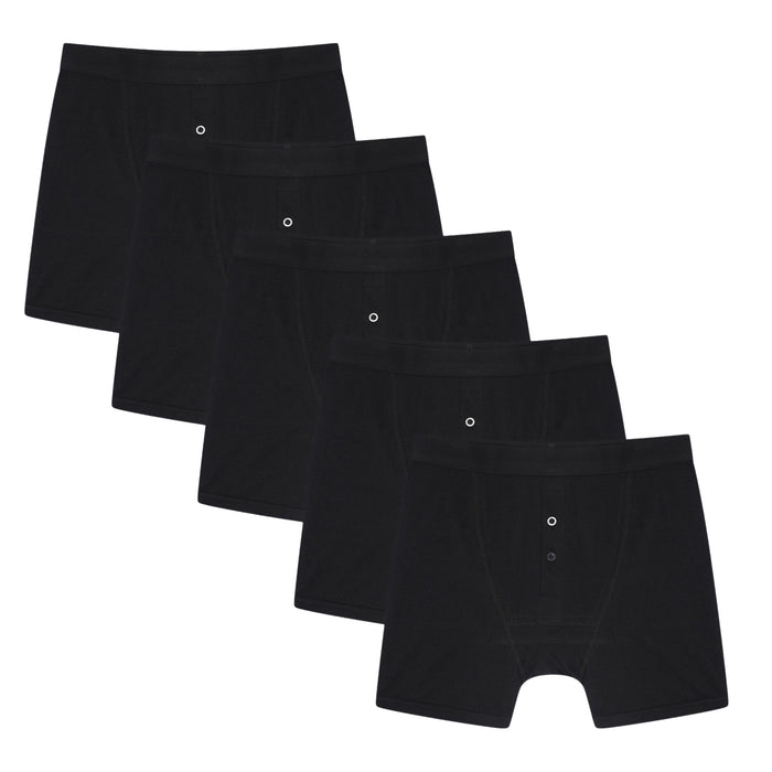 Sock Stack Men's Cotton Button Fly Boxer Shorts Pack Of 5 Breathable Stretch Gym Sports