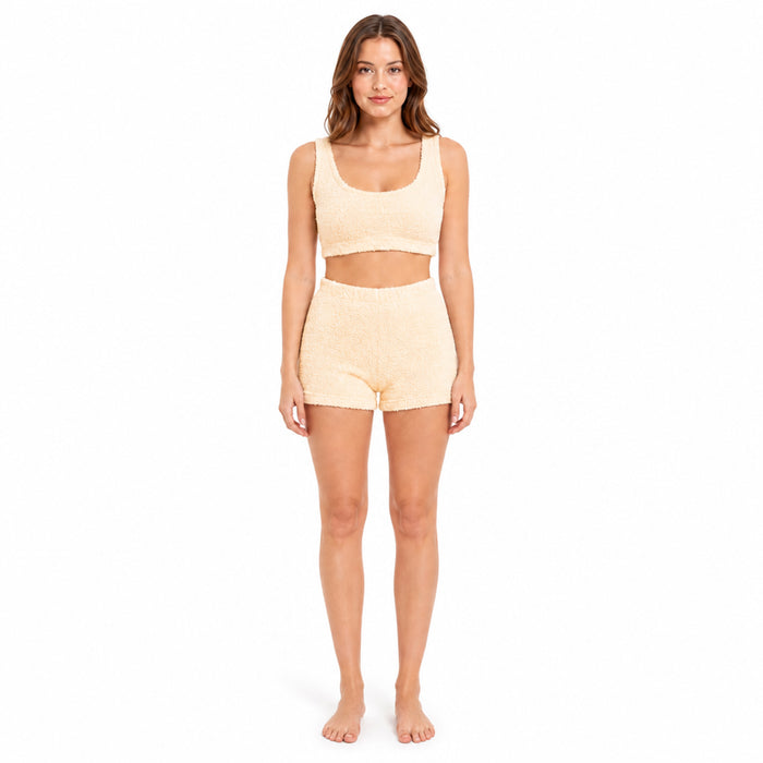 Daisy Dreamer Dames Teddy Fleece Crop Top en Shorts Pyjama Loungewear Set Ultra Zacht