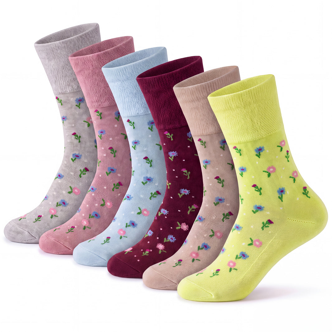 Sock Stack Bamboo Diabetic Socks for Women 6 Pairs Soft Top Casual Socks