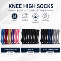 Sock Stack Damen Thermo-Kniestrümpfe bis zum Stiefel, 12 Paar, dick, warm, gepolstert, lange Wintersocken, Einheitsgröße