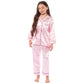 Girls Long Sleeve Satin Silk Pyjama Set Comfortable Button-Down Sleepwear in Black Pink Grey Sizes 5-14 YRS by Daisy Dreamer. Buy now for £14.00.