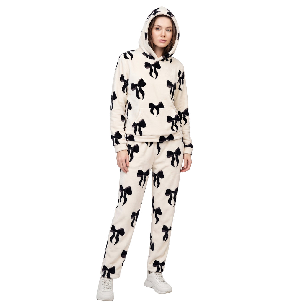Daisy Dreamer Women's Hooded Fleece Pyjama Set Soft Warm Cosy Fluffy Loungewear S-XL UK