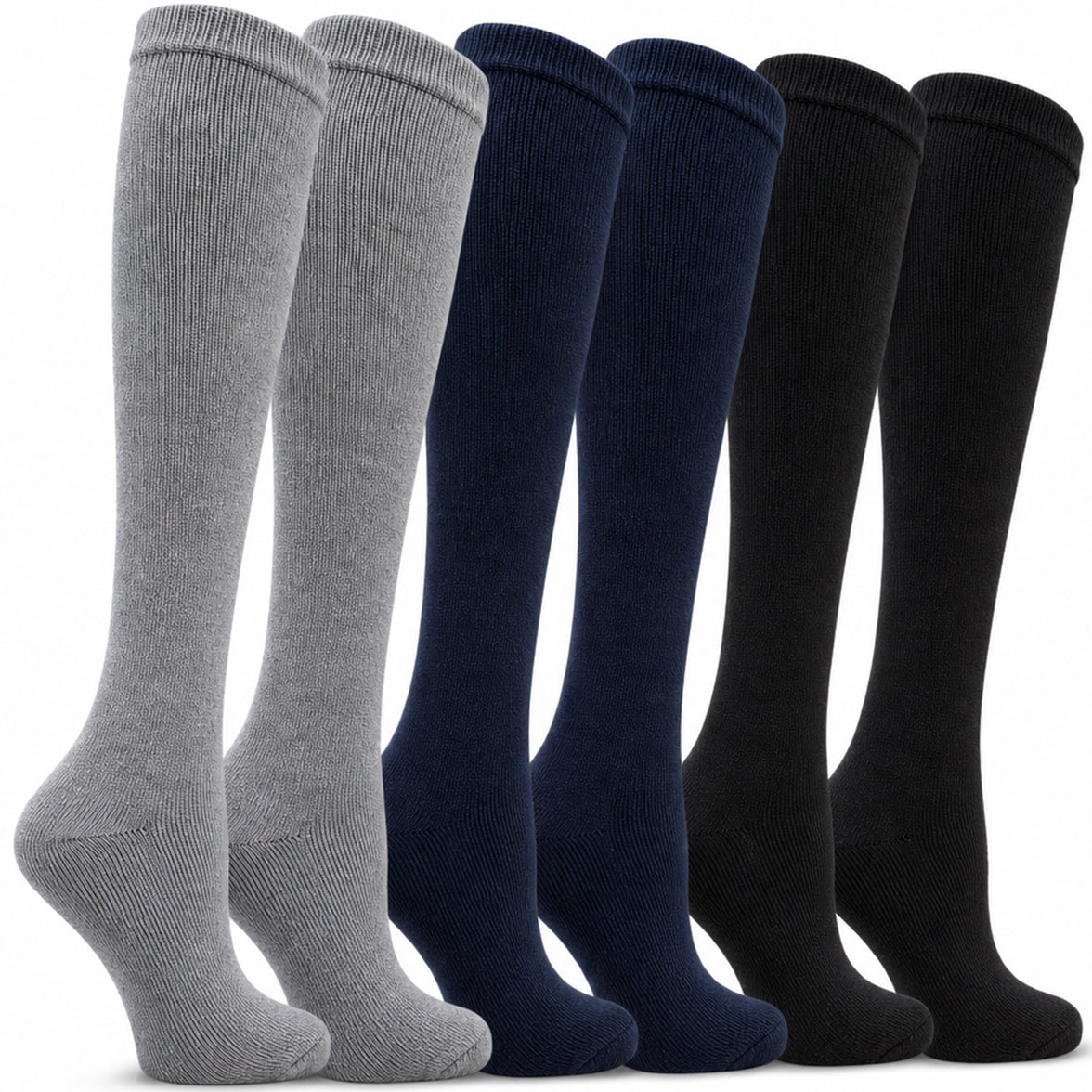 Sock Stack Damen Thermo-Kniestrümpfe für Stiefel, 6 Paar, dick, warm, gepolstert, lange Wintersocken, Einheitsgröße