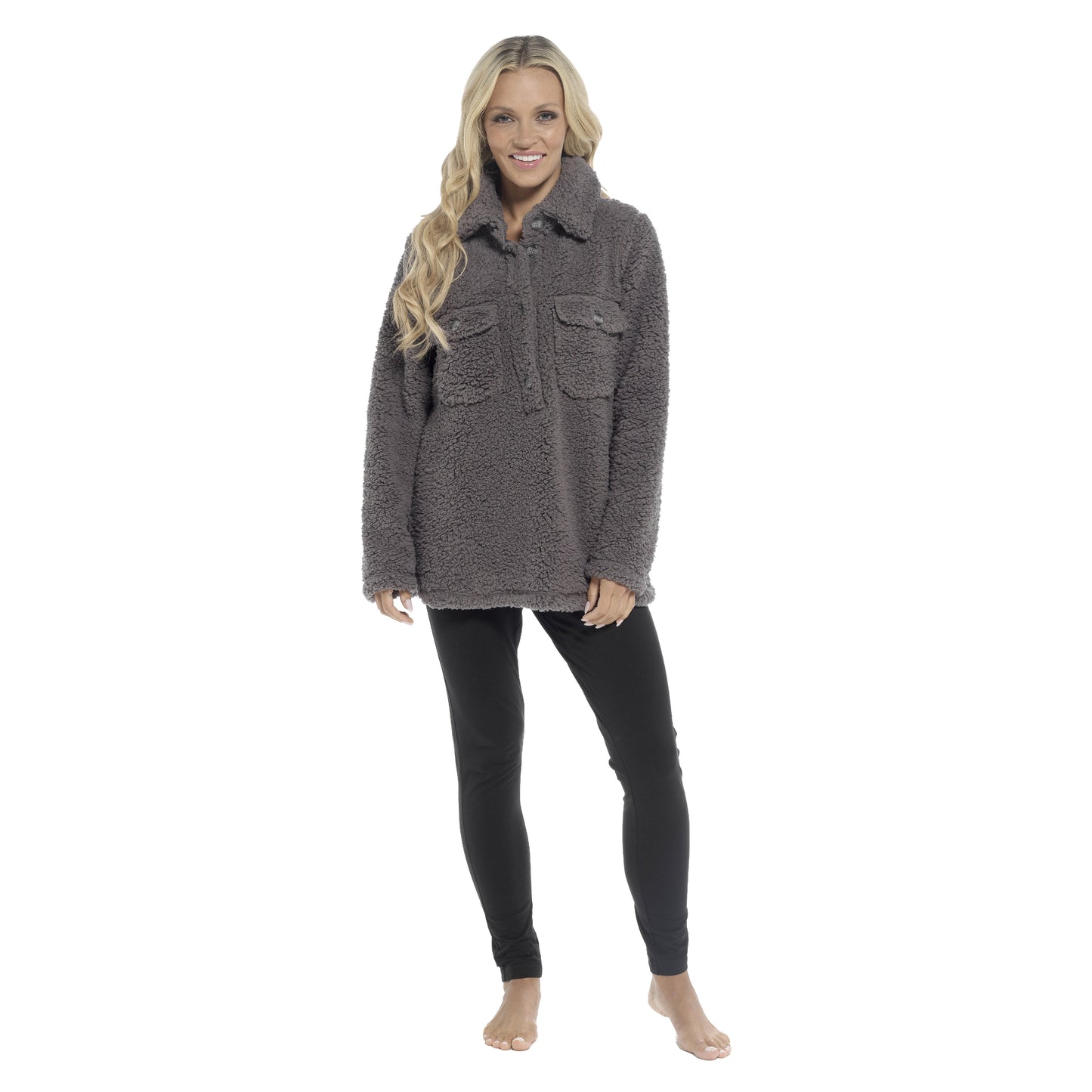 Women's Ultra-Soft Sherpa Top and Leggings Set Daisy Dreamer Comfort Long Sleeve Lounge and Sleepwear with Stylish Double Pockets Cozy Pajamas for Lounging, Chilly Days, Warmth, and Relaxation, Perfect for Home, Movie Nights, Multiple Sizes Available