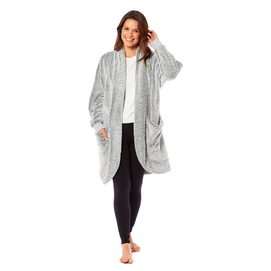 Luxury Soft-Touch Women's Shimmer Grey Cardi Gown Elegant Ladies Loungewear House Coat Comfortable Fit Cozy Robe by Daisy Dreamer Perfect for Relaxed Mornings Special Nights Versatile Stylish Homewear Loungewear