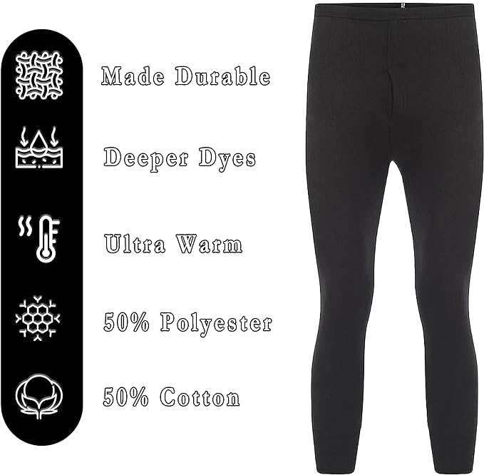 2 Pack Boys Thermal Trousers Long Johns Black Baselayer for Schoolwear Camping Skiing High-Quality Moisture-Wicking Comfortable Fit Elastic Waistband Durable Winter Wear Ages 3-15 by Heatwave Thermalwear. Buy now for £15.00.