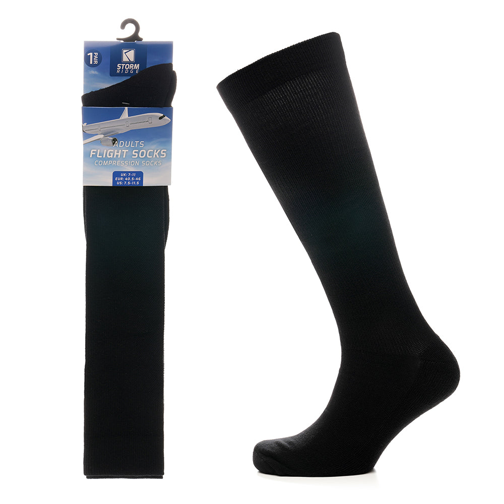 2 Pairs Travel Compression Socks Black Knee High Flight Socks for Circulation Swelling & Leg Support by Sock Stack. Buy now for £9.00.