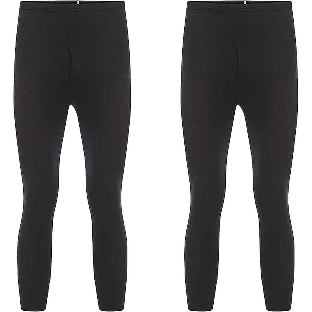 2 Pack Boys Thermal Trousers Long Johns Black Baselayer for Schoolwear Camping Skiing High-Quality Moisture-Wicking Comfortable Fit Elastic Waistband Durable Winter Wear Ages 3-15 by Heatwave Thermalwear BLACK / 3-5 YRS Thermal Underwear