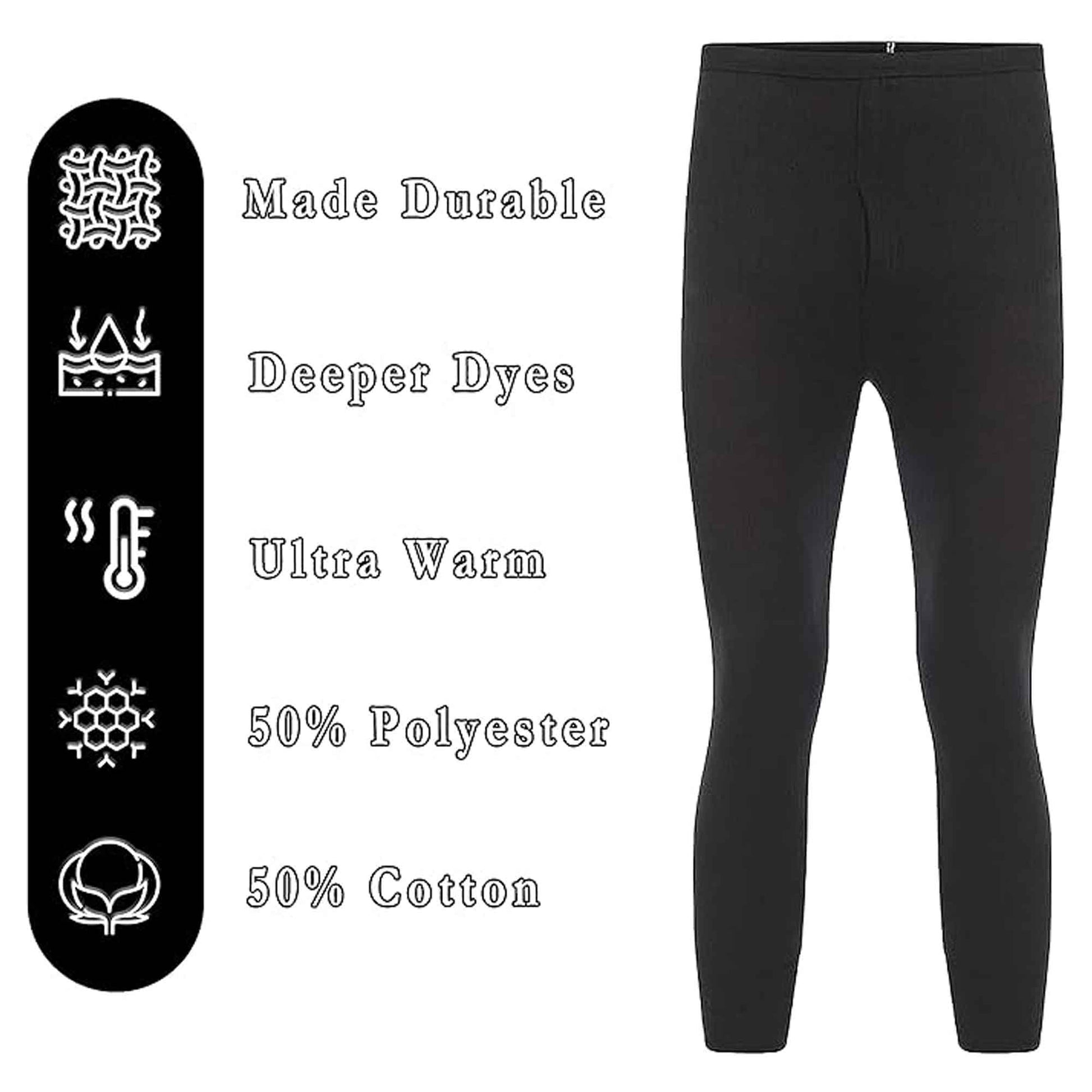 Pack Boys Thermal Trousers Long Johns Black Baselayer for