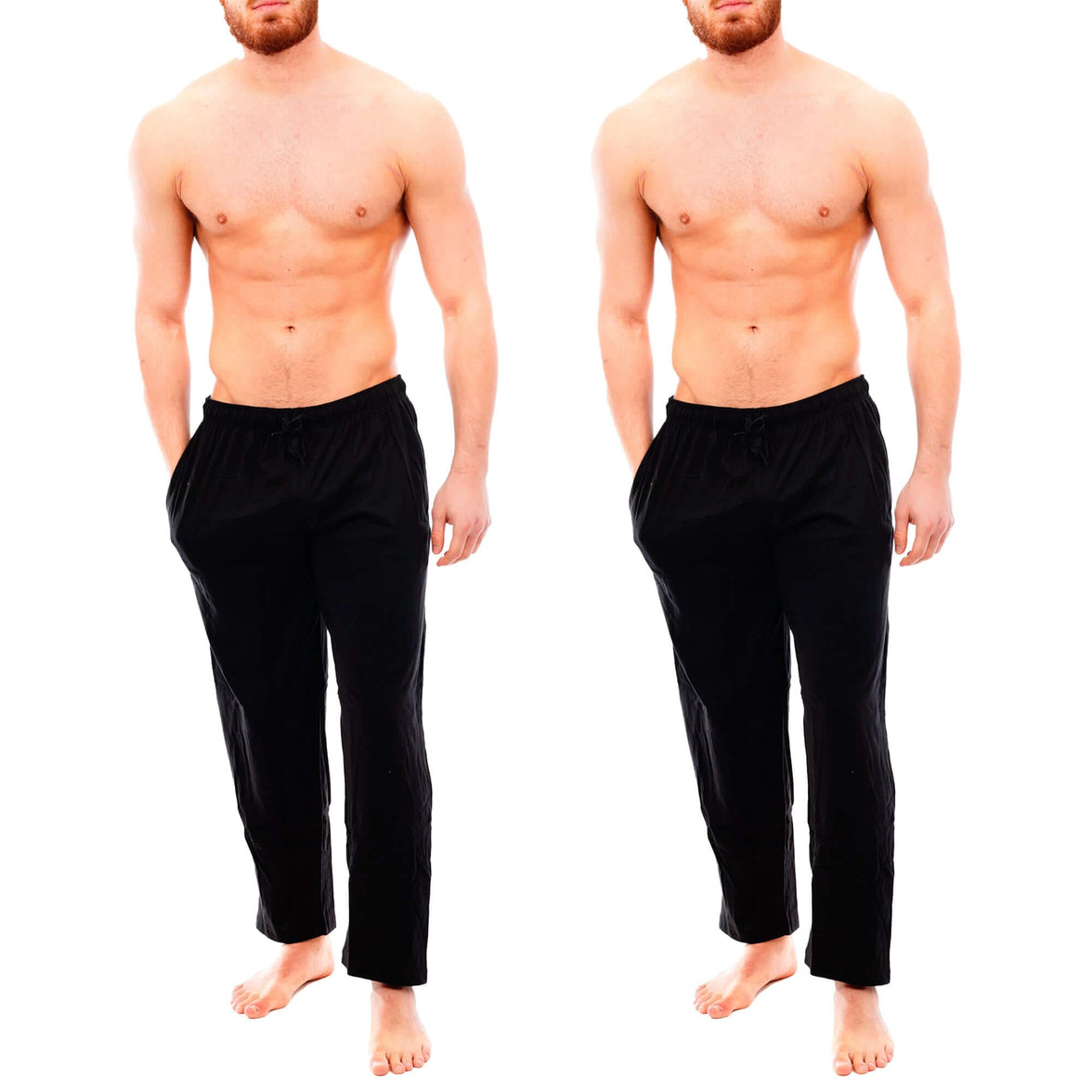 2 Pack Men's Cotton Lounge Bottoms Stretchable PJ Pants Available in Black Navy Grey Durable and Cozy Loungewear Medium to 5X-Large by Sock Stack BLACK/BLACK / M Lounge Pant