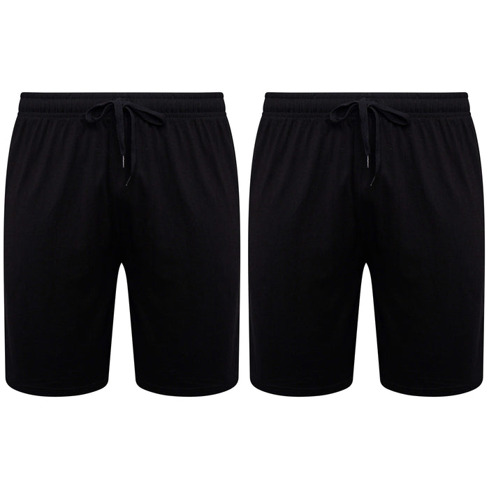 2 Pack Men's Cotton Lounge Shorts Stretchable Available in Black Navy Grey Durable and Cozy Loungewear Medium to 5X-Large by Sock Stack BLACK/BLACK / M Lounge Short