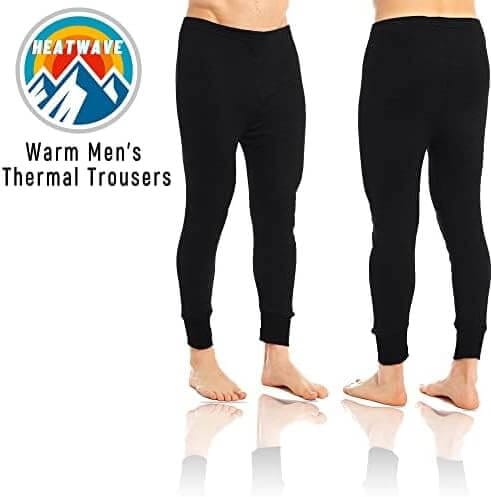 2 Pack Men's Plus Size Thermal Underwear Long John Trousers Bottom Warm Durable Baselayer Insulated Brushed Yarn for Running Hiking Outdoor Sports Workwear Black 3XL-6XL by Heatwave Thermalwear Thermal Underwear